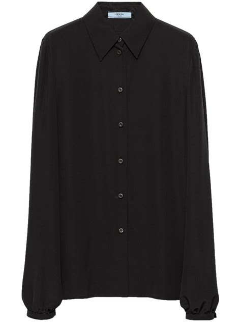 Prada Classic Collar Crepe Shirt 